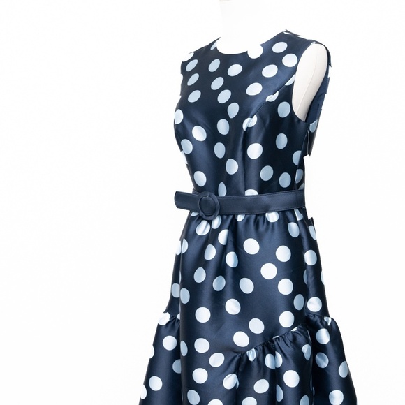 Kay Unger. Tinslee Tea Length Polka Dot Dress. - Picture 7 of 13